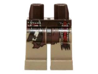 LEGO onderdeel Hips and Dark Tan Legs with Pouch and Sash Pattern (Tonto) (970c69pb08)