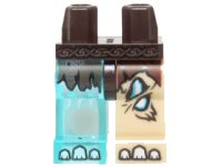 LEGO onderdeel Hips and 1 Tan Left Leg, 1 Trans-Light Blue Right Leg with Fur, Loincloth, Glowing Bones and White Toenails Pattern 970d23pb01