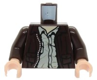 LEGO part Torso Indiana Jones Leather Jacket, Button Down Shirt Pattern / Dark Brown Arms / Light Nougat Hands 973pb0131c01