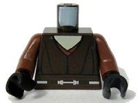 LEGO part Torso SW Jedi Robe, White Undershirt Pattern (Plo Koon) / Reddish Brown Arms / Black Hands 973pb0504c01