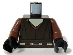 LEGO onderdeel Torso SW Jedi Robe, White Undershirt Pattern (Plo Koon) / Reddish Brown Arms / Black Hands (973pb0504c01)
