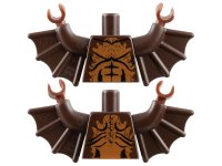 LEGO onderdeel Torso Bare Chest with Black Muscles Outline and Medium Nougat Fur Pattern / Dark Brown Arms with Wings / Reddish Brown Hands 973pb1211c01
