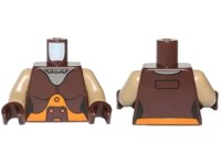 LEGO onderdeel Torso Female Space Jumpsuit with Orange Belt and Silver Neck Plate Pattern (SW Hera Syndulla) / Dark Tan Arms / Dark Brown Hands 973pb1714c01