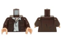 LEGO part Torso SW Open Jacket with Pockets and Gadgets and White Open Undershirt with Collar Pattern / Dark Brown Arms / Light Nougat Hands 973pb2121c01