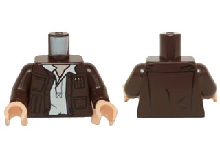 LEGO onderdeel Torso SW Open Jacket with Pockets and Gadgets and White Open Undershirt with Collar Pattern / Dark Brown Arms / Light Nougat Hands (973pb2121c01)