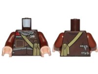LEGO part Torso SW Jacket with Dark Bluish Gray Scarf and Dark Tan Pocket Device Pattern (Rebel Trooper) / Reddish Brown Arms / Light Nougat Hands 973pb2557c01
