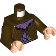 LEGO onderdeel Torso Hogwarts Robe Clasped over Medium Lavender Blouse Pattern / Dark Brown Arms / Light Nougat Hands 973pb4039c01