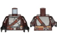 LEGO part Torso SW Mandalorian Silver Beskar Armor Plates and Reddish Brown Belts Pattern (Din Djarin) / Dark Brown Arms with Silver Beskar Plates Pattern / Black Hands 973pb4119c01