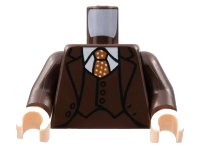 LEGO part Torso Suit Jacket and Vest, White Collar Shirt, Dark Orange Tie with White Polka Dots Pattern / Dark Brown Arms / Light Nougat Hands 973pb4703c01