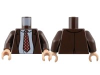 LEGO onderdeel Torso Jacket over White Shirt, Dark Red Tie with Crosses Pattern / Dark Brown Arms / Light Nougat Hands 973pb4920c01