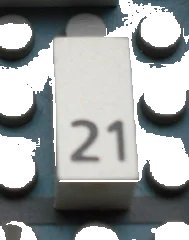 LEGO onderdeel Modulex, Tile 1 x 2 with Black Calendar Day Number '21' Pattern (Mx1021Apb40)