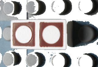 LEGO onderdeel Modulex, Tile 1 x 2 with Brown Circles Outline Pattern (Mx1021Apb71)