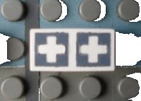 LEGO part Modulex, Tile 1 x 2 with Gray Crosses Outline Pattern Mx1021Apb73