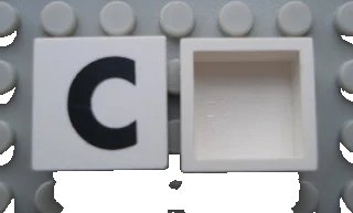 LEGO onderdeel Modulex, Tile 2 x 2 (no Internal Supports) with Black Capital Letter C Pattern (Mx1022Apb067)