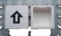 LEGO part Modulex, Tile 2 x 2 (no Internal Supports) with Black Arrow Pattern Mx1022Apb090