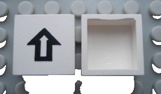LEGO onderdeel Modulex, Tile 2 x 2 (no Internal Supports) with Black Arrow Pattern (Mx1022Apb090)