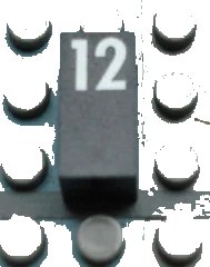 LEGO onderdeel Modulex, Tile 1 x 2 with White Calendar Day Number '12' Pattern (Mx1021Apb56)