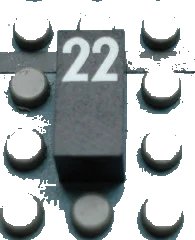 LEGO onderdeel Modulex, Tile 1 x 2 with White Calendar Day Number '22' Pattern (Mx1021Apb61)