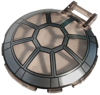 LEGO onderdeel Dish 6 x 6 Inverted with Bar Handle with SW 8 Spoke Silver and Black Frame TIE Interceptor Cockpit Pattern (18675pb23)