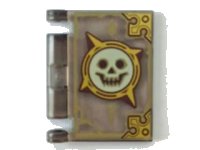 LEGO part Minifigure, Utensil Book Cover with Gold Circle with Spikes, White Smiling Skull, Dark Tan Highlights Pattern (Nexo Knights Book of Chaos) 24093pb002