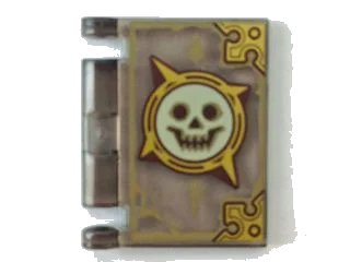 LEGO onderdeel Minifigure, Utensil Book Cover with Gold Circle with Spikes, White Smiling Skull, Dark Tan Highlights Pattern (Nexo Knights Book of Chaos) (24093pb002)