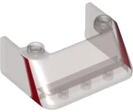 LEGO part Windscreen 3 x 4 x 1 1/3 with 2 Studs on Top with Metallic Silver and Red Stripe Pattern on Both Sides 2437pb06