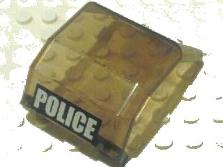 LEGO onderdeel Windscreen 4 x 4 x 4 1/3 Helicopter with White 'POLICE' on Black Background Pattern (Sticker) - Set 7899 (2483pb04)