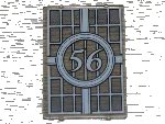 LEGO onderdeel Glass for Window 1 x 4 x 5 with Bars and Number 56 in Circle Pattern (Sticker) - Set 4856 (2494pb11)