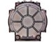 LEGO onderdeel Windscreen 3 x 6 x 5 Bubble with SW 8 Spoke Radial Light Gray Thin Lines Pattern (30366pb02)