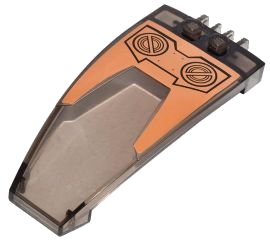LEGO part Windschutzscheibe 8 x 4 x 2 gebogen Verjüngung mit Dual 2 Finger, 2 Bolzen auf orangem Muster (Aufkleber) - Set 7706 (30536pb02)