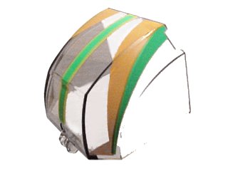 LEGO onderdeel Windscreen 4 x 6 x 4 Canopy with Hinge with Green/Orange Stripes Pattern (30633px1)