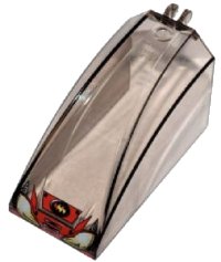LEGO part Windschutzscheibe 8 x 4 x 4 Curved mit 2 Fingers mit Headlights and Fire Logo Pattern 30649px2