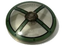 LEGO part Dish 4 x 4 Inverted (Radar) with Solid Stud with Dark Green Cockpit Window Pattern 3960pb018