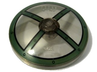 LEGO onderdeel Dish 4 x 4 Inverted (Radar) with Solid Stud with Dark Green Cockpit Window Pattern (3960pb018)