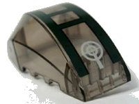 LEGO part Windscreen 6 x 4 x 2 Wedge Curved with Dark Green Cockpit and Silver Crosshairs Pattern (Sticker) - Set 7683 41883pb001