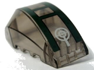 LEGO onderdeel Windscreen 6 x 4 x 2 Wedge Curved with Dark Green Cockpit and Silver Crosshairs Pattern (Sticker) - Set 7683 (41883pb001)