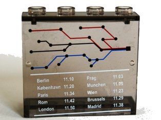 LEGO onderdeel Panel 1 x 4 x 3 - Hollow Studs with Train Map and Schedule Pattern (Sticker) - Set 7897/7997 (4215bpb36)