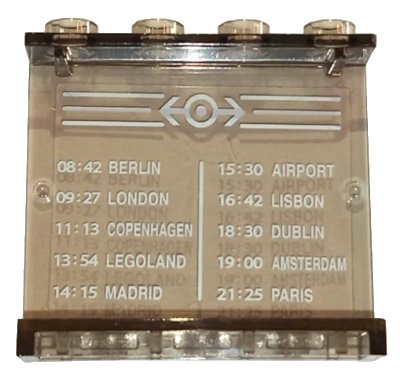 LEGO onderdeel Panel 1 x 4 x 3 - Hollow Studs with Schedule Pattern 3 on Inside (Sticker) - Set 4511 (4215bpb43)