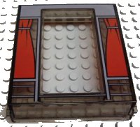 LEGO part Door, Frame 2 x 8 x 8 with Red Curtains Pattern 45402px2