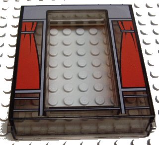 LEGO onderdeel Door, Frame 2 x 8 x 8 with Red Curtains Pattern (45402px2)