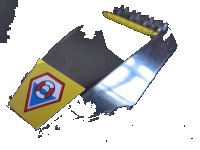 LEGO onderdeel Windscreen 10 x 6 x 2 Curved with Coast Guard Logo and Bolts Pattern (Stickers) - Set 7044 45705pb014