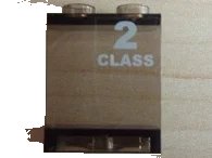 LEGO onderdeel Panel 1 x 2 x 2 - Hollow Studs with White '2 CLASS' Right Pattern (Sticker) - Set 7897 4864bpb036R