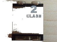 LEGO onderdeel Panel 1 x 2 x 2 - Hollow Studs with White '2 CLASS' Right Pattern (Sticker) - Set 7897 (4864bpb036R)