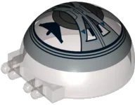 LEGO part Windscreen 6 x 6 x 3 Canopy Half Sphere with Dual 2 Fingers with SW Droid Tri-Fighter Dark Blue Small Triangles Pattern 50747pb10