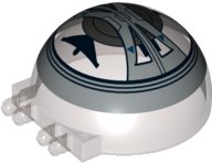 LEGO onderdeel Windscreen 6 x 6 x 3 Canopy Half Sphere with Dual 2 Fingers with SW Droid Tri-Fighter Dark Blue Small Triangles Pattern (50747pb10)