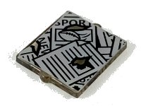 LEGO part Glass for Window 1 x 2 x 2 Flat Front with Tattered Scattered Newspapers Pattern 60601pb021