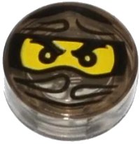 LEGO part Tile, Round 1 x 1 with Ninjago Trapped Cole Pattern 98138pb049