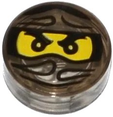 LEGO onderdeel Tile, Round 1 x 1 with Ninjago Trapped Cole Pattern (98138pb049)