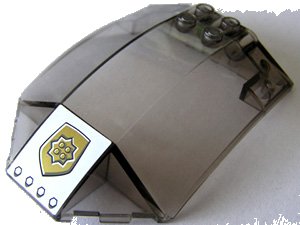 LEGO onderdeel Windscreen 8 x 6 x 2 Curved with World City Gold Police Badge Pattern (Sticker) - Set 7031 (x224pb007)