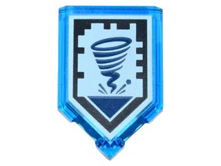 LEGO onderdeel Tile, Modified 2 x 3 Pentagonal with Nexo Power Shield Pattern - Sword Tornado (22385pb020)